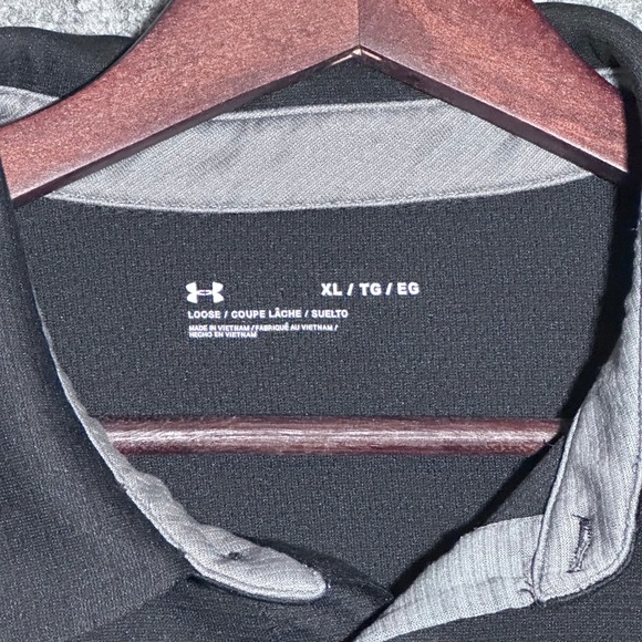 Under Armour Men's‎ Performance Polo Shirt Black Loose Fit XL Logo Golf Tennis - Picture 2 of 6